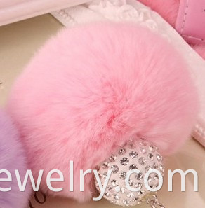 Rabbit Fur Ball Keychain